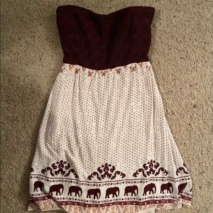 Strapless Maroon Mini Dress